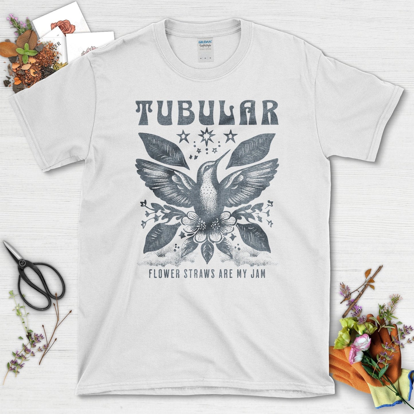 Embrace Nature with Tubular Hummingbird Print T-Shirts White / S T-Shirt