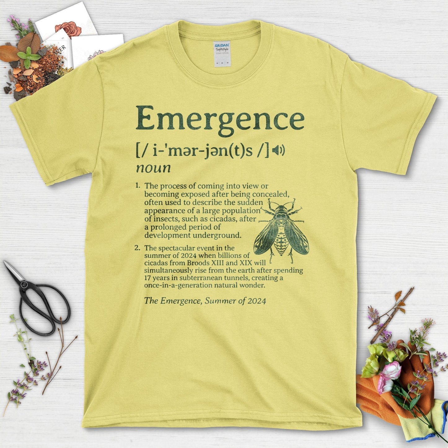 Emergence Definition of a Cicadas Event Themed T-Shirt Cornsilk / S T-Shirt