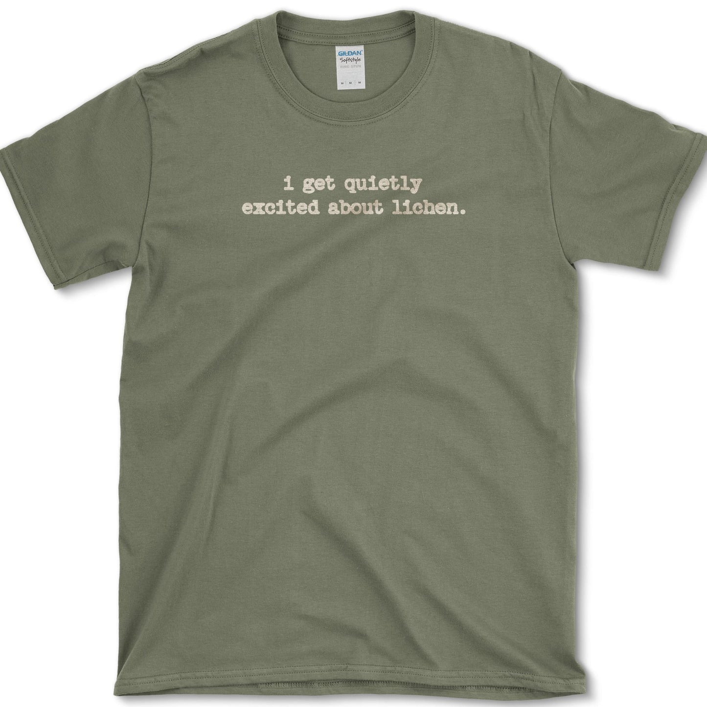 Excited About Lichen T-Shirt design featuring lichen artwork on a t-shirt