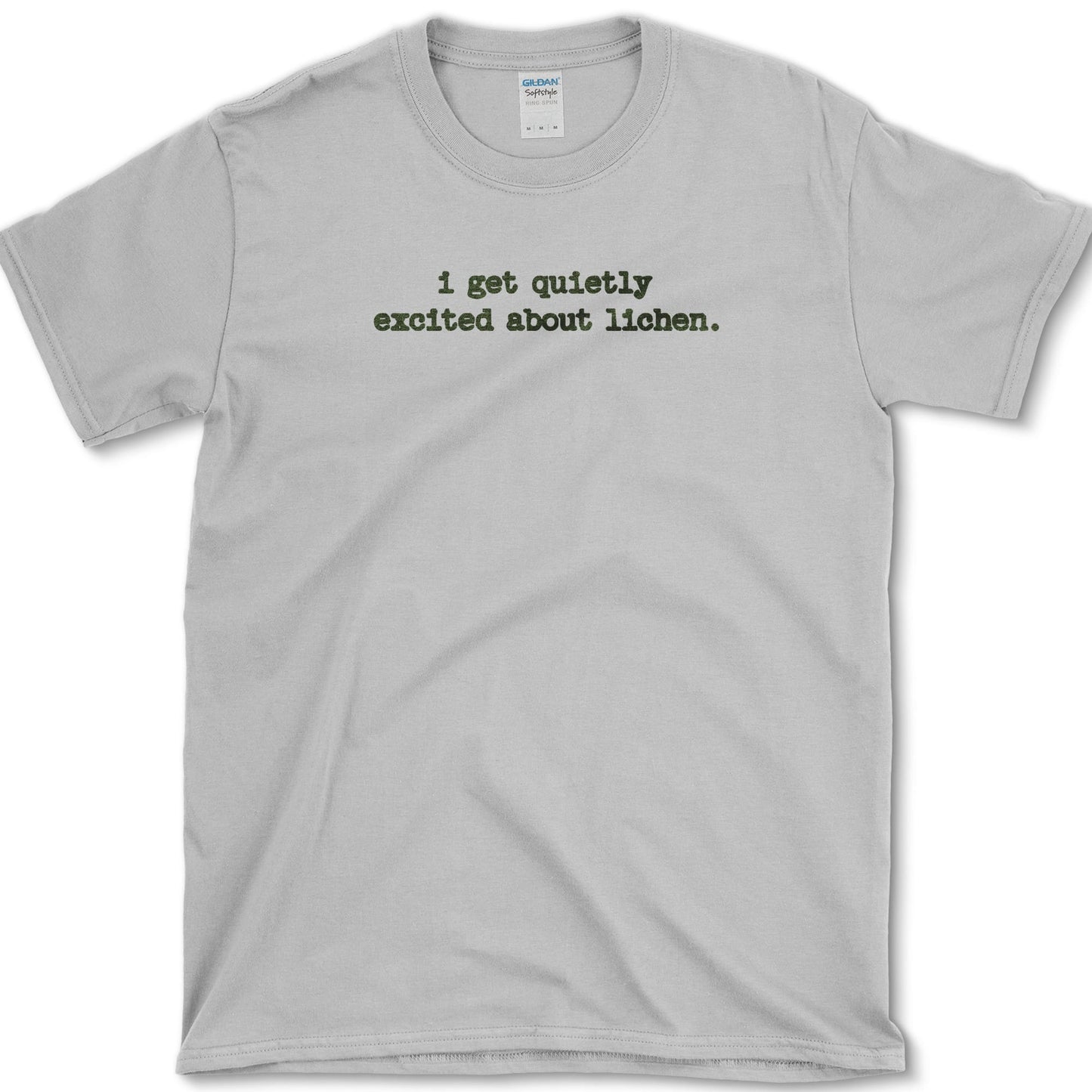Excited About Lichen T-Shirt design featuring lichen artwork on a t-shirt