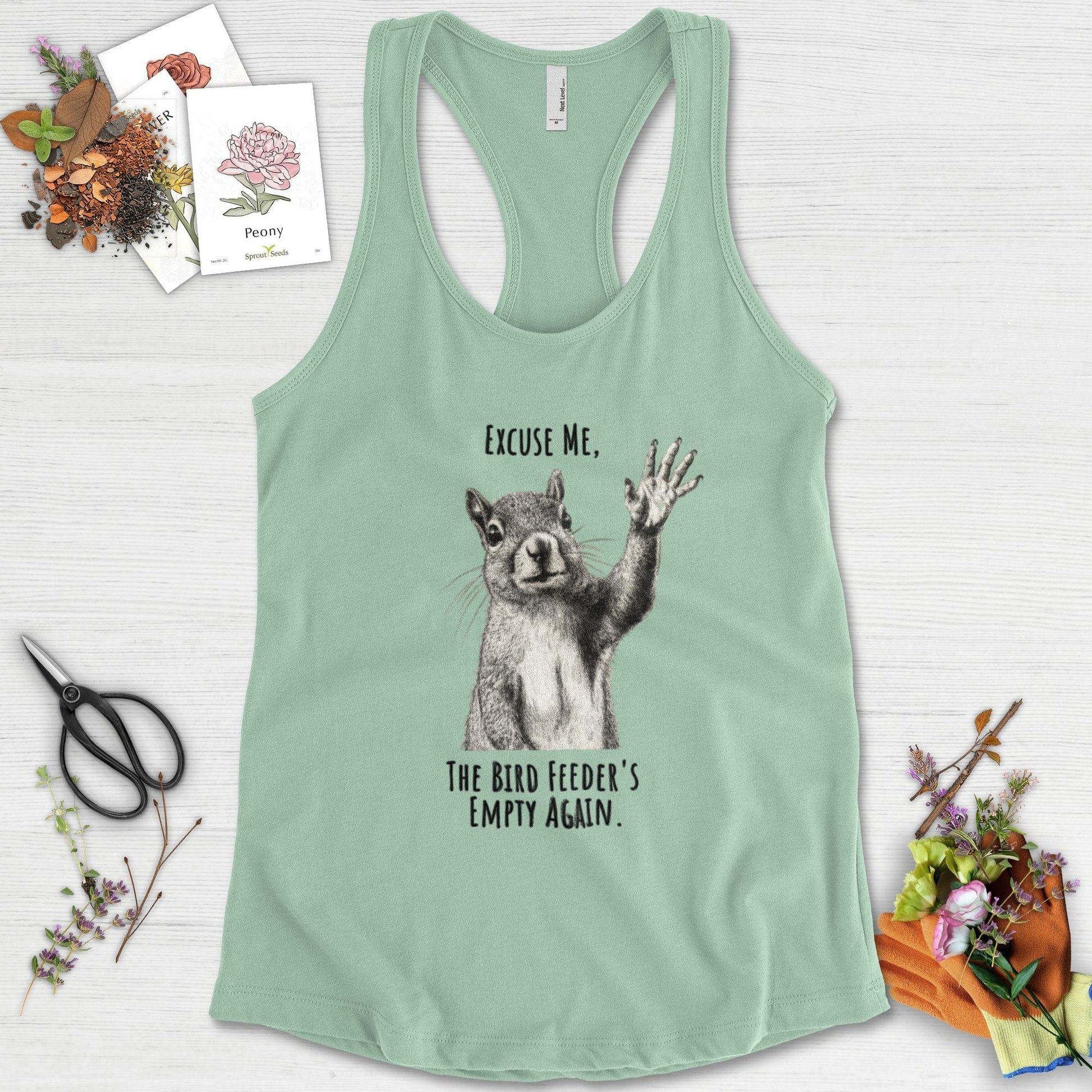 Excuse Me, Bird Feeder's Empty Racerback Racerback / XS / Mint Physical Item