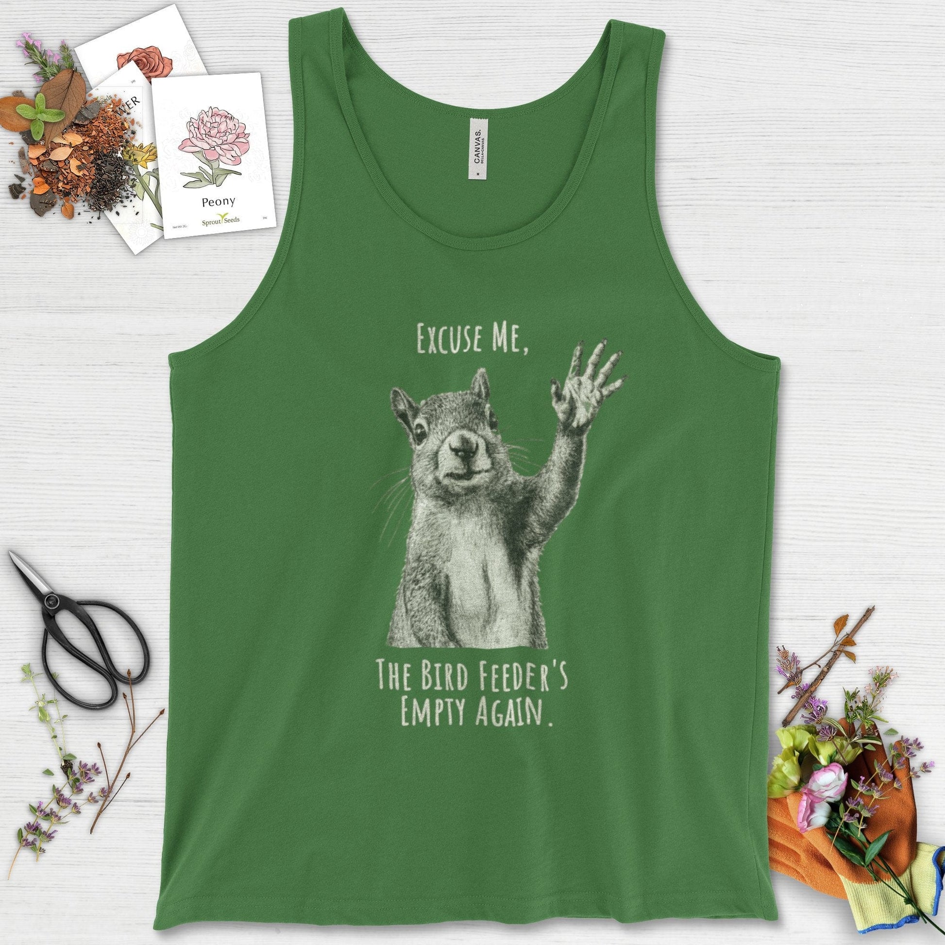 Excuse Me, Bird Feeder's Empty Tank Top Leaf / XS Physical Item