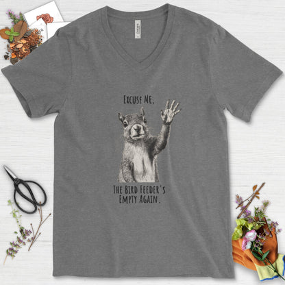 Excuse Me, Bird Feeder's Empty V-Neck Deep Heather / S Physical Item