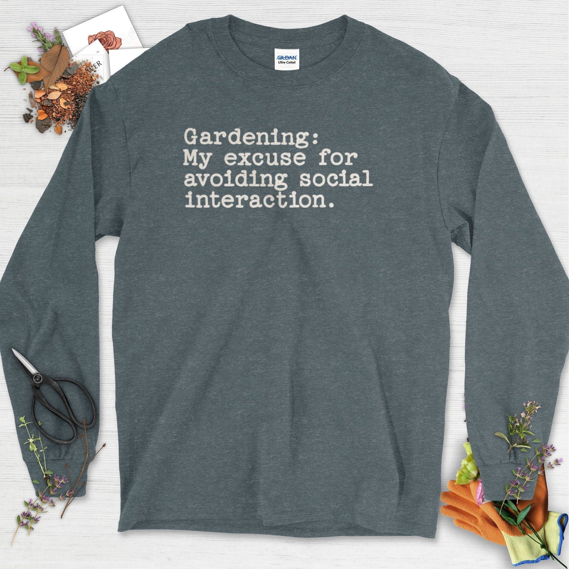 Excuse to Avoid Social Interaction Long Sleeve Dark Heather / S T-Shirt