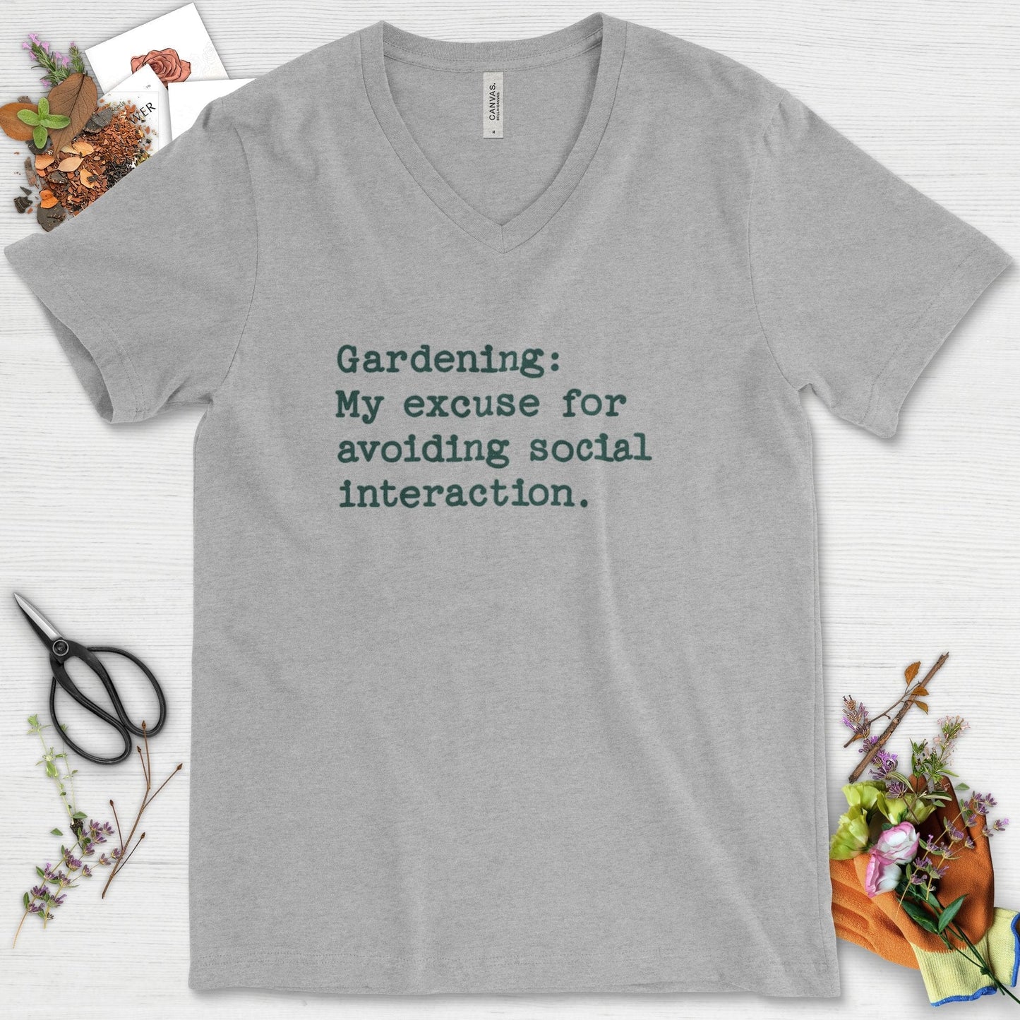 Excuse to Avoid Social Interaction V-Neck Athletic Heather / S T-Shirt