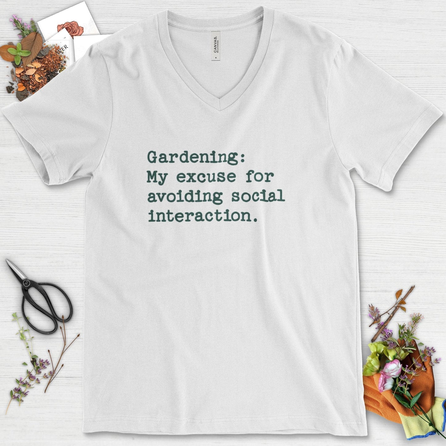 Excuse to Avoid Social Interaction V-Neck White / S T-Shirt