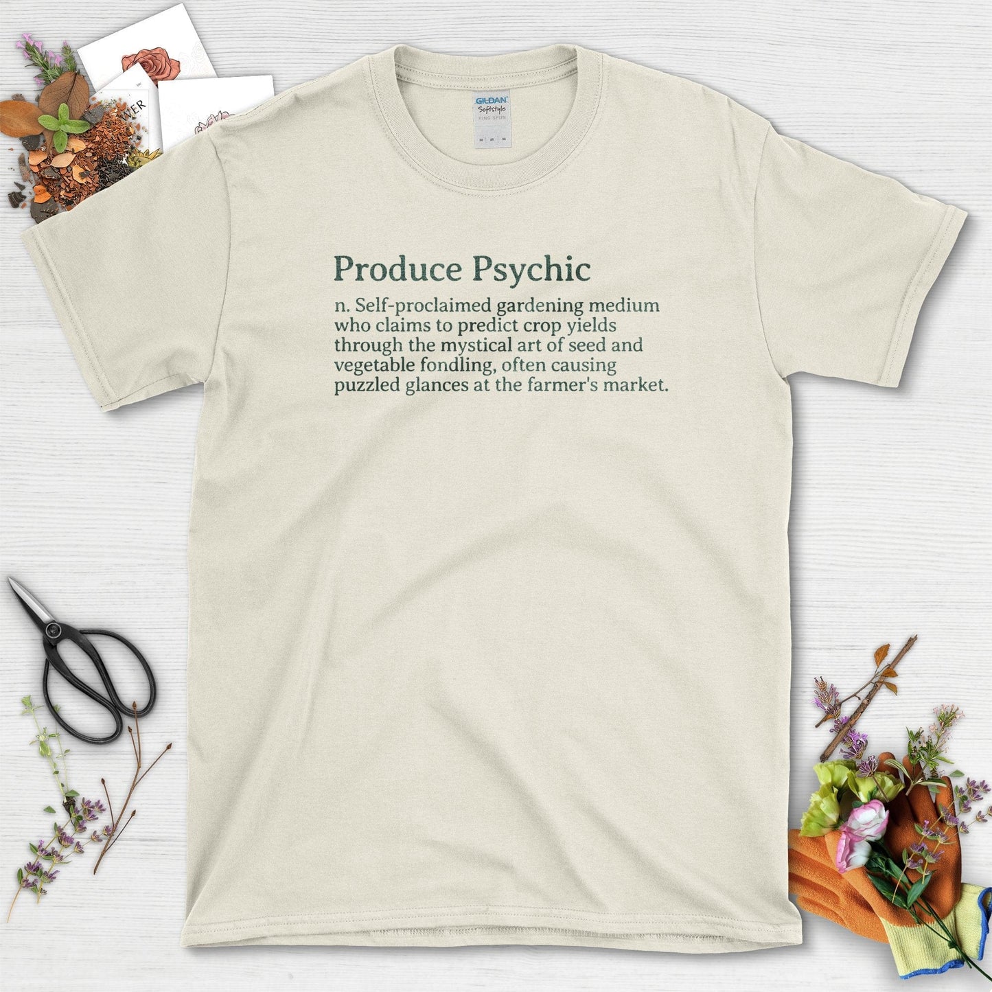 Experience Mindfulness with Produce Psychic Garden-Inspired T-Shirts Natural / S T-Shirt