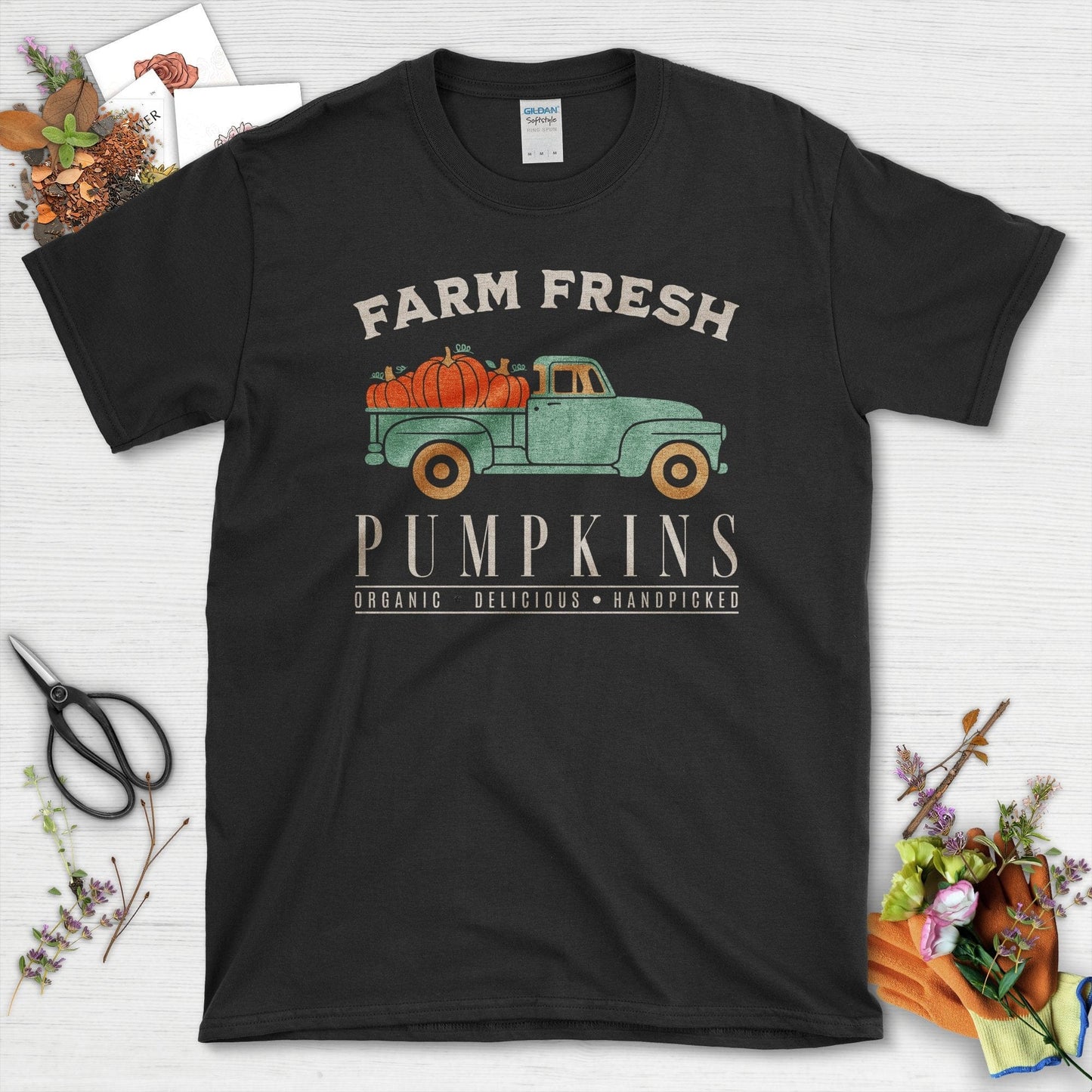 Farm Fresh Pumpkins Graphic T-Shirt Black / S T-Shirt