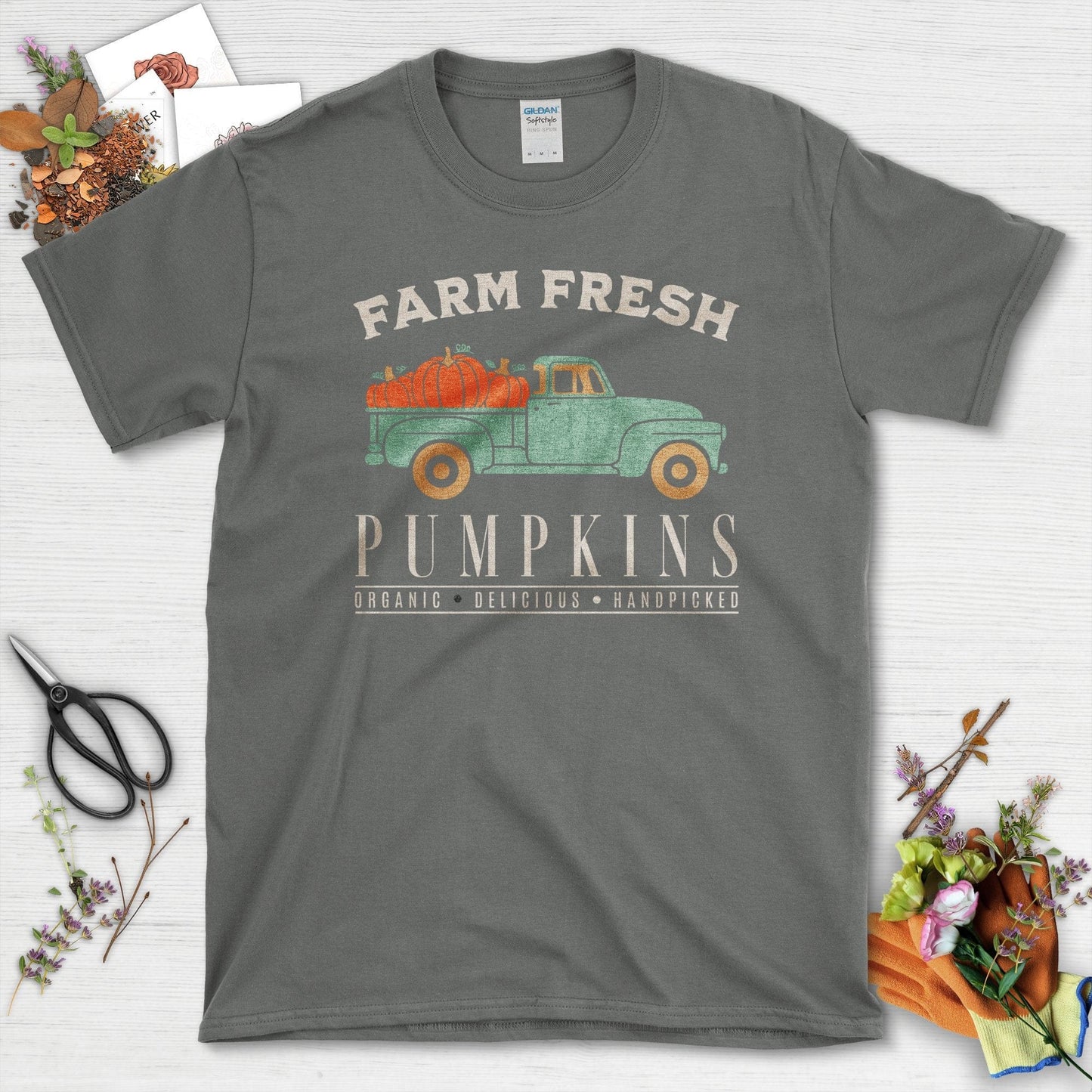 Farm Fresh Pumpkins Graphic T-Shirt Charcoal / S T-Shirt