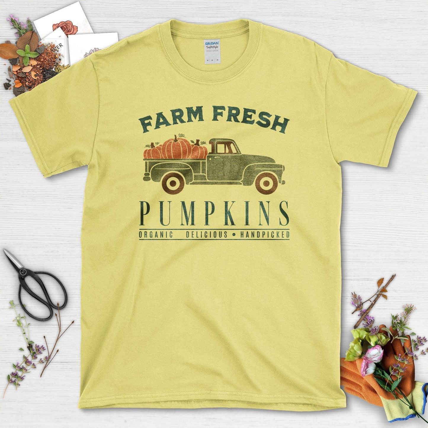 Farm Fresh Pumpkins Graphic T-Shirt Cornsilk / S T-Shirt