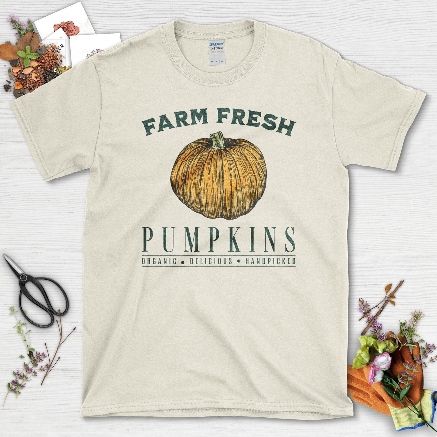 Farm Fresh Pumpkins T-Shirt Natural / S / T-Shirts Physical Item