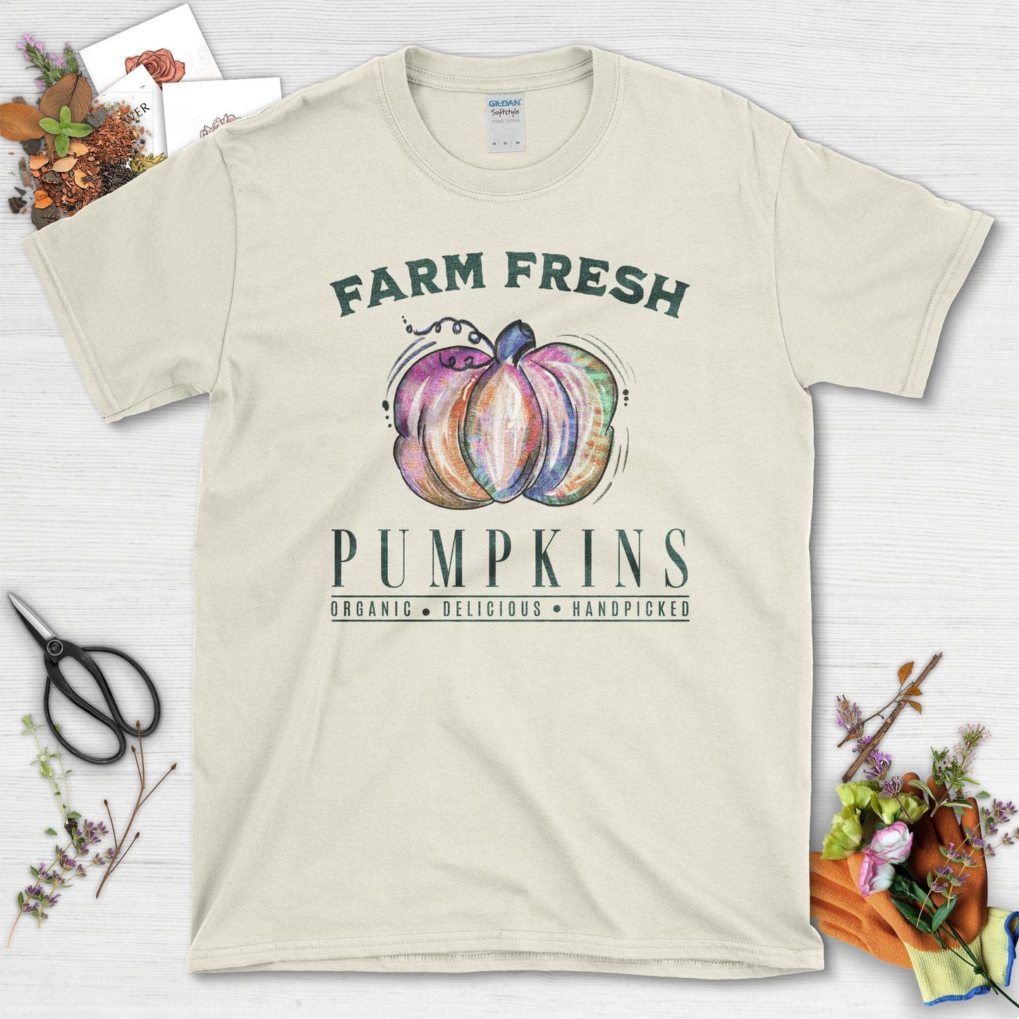 Farm Fresh Pumpkins T-Shirt Natural / S / T-Shirts Physical Item