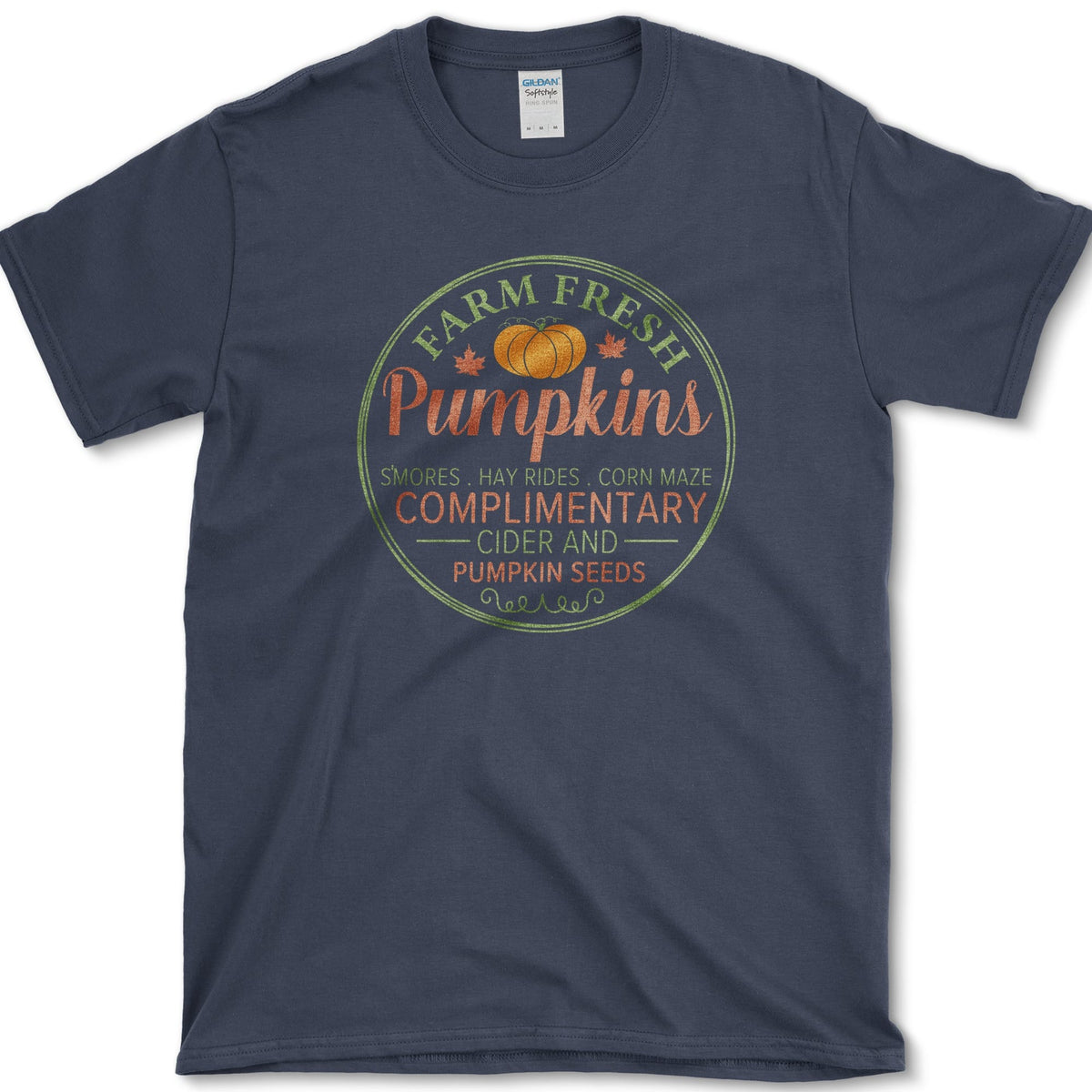 Farm Fresh Pumpkins T-Shirt Navy / S Essential Tees