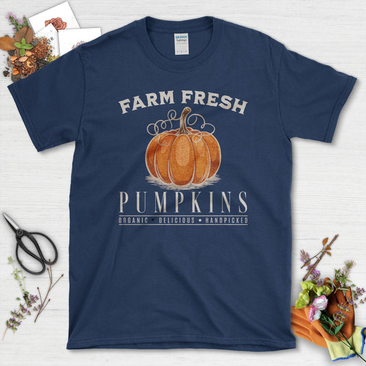 Farm Fresh Pumpkins T-Shirt Navy / S / T-Shirts Physical Item