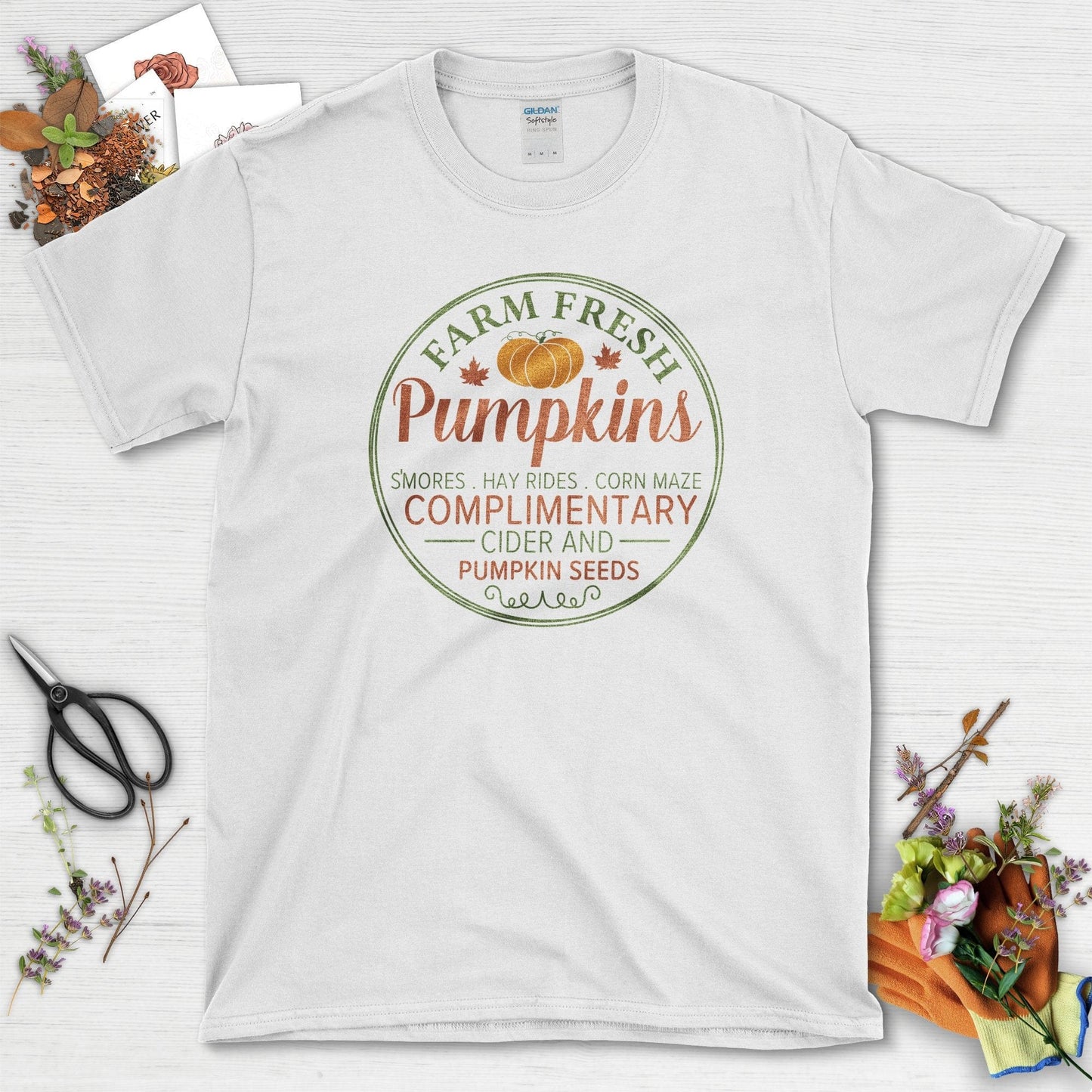 Farm Fresh Pumpkins T-Shirt White / S / T-Shirts Physical Item