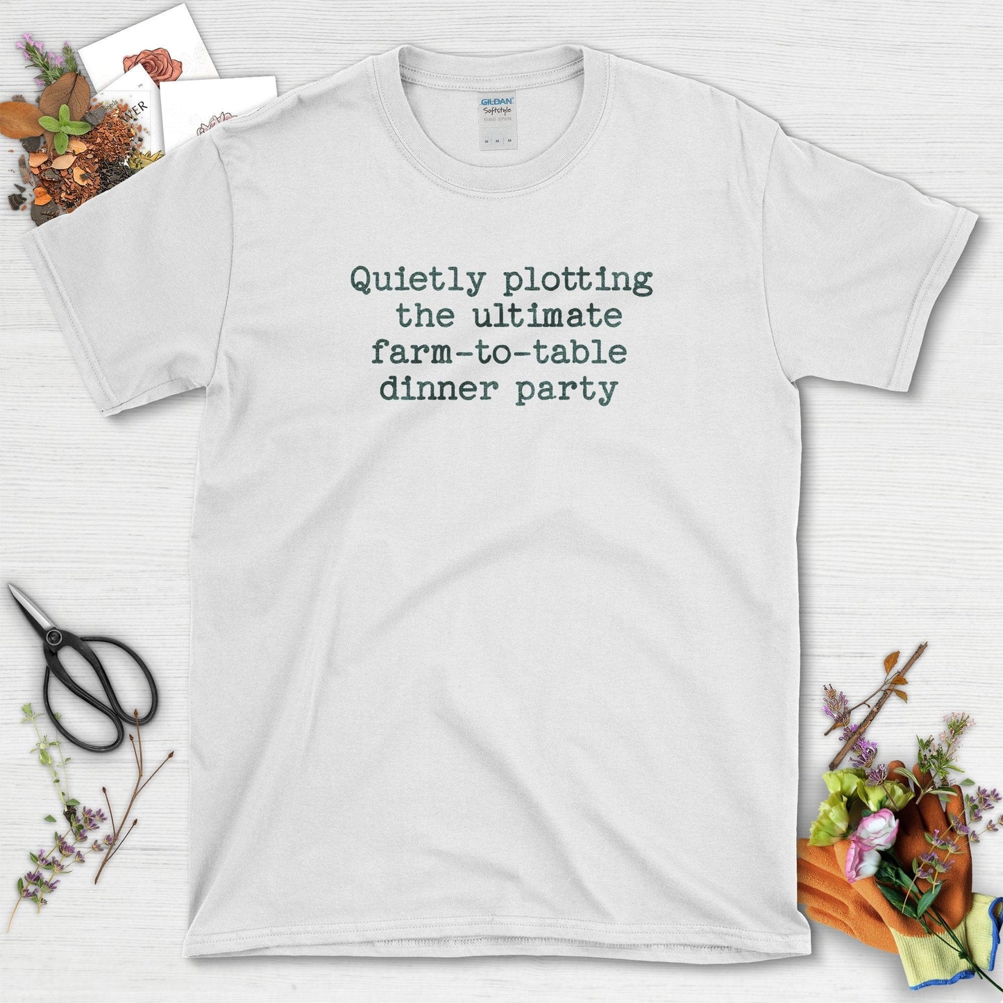 Farm-to-Table Dinner Party T-Shirt White / S / T-Shirts Physical Item