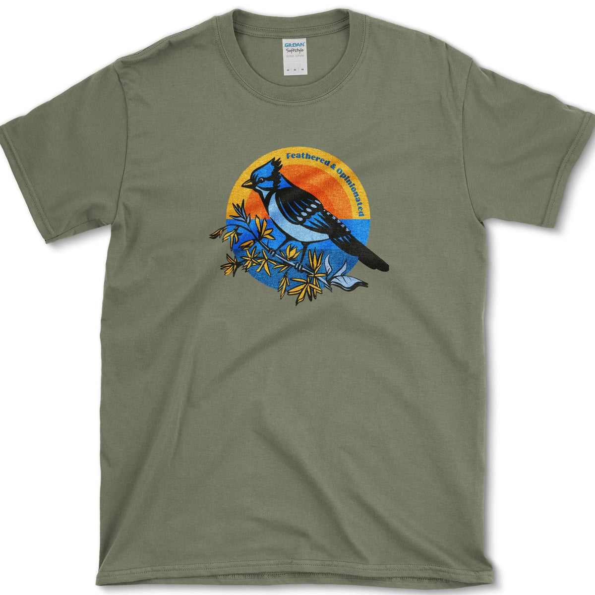 Feathered & Opinionated Birds T-Shirt Military Green / S Essential Tees