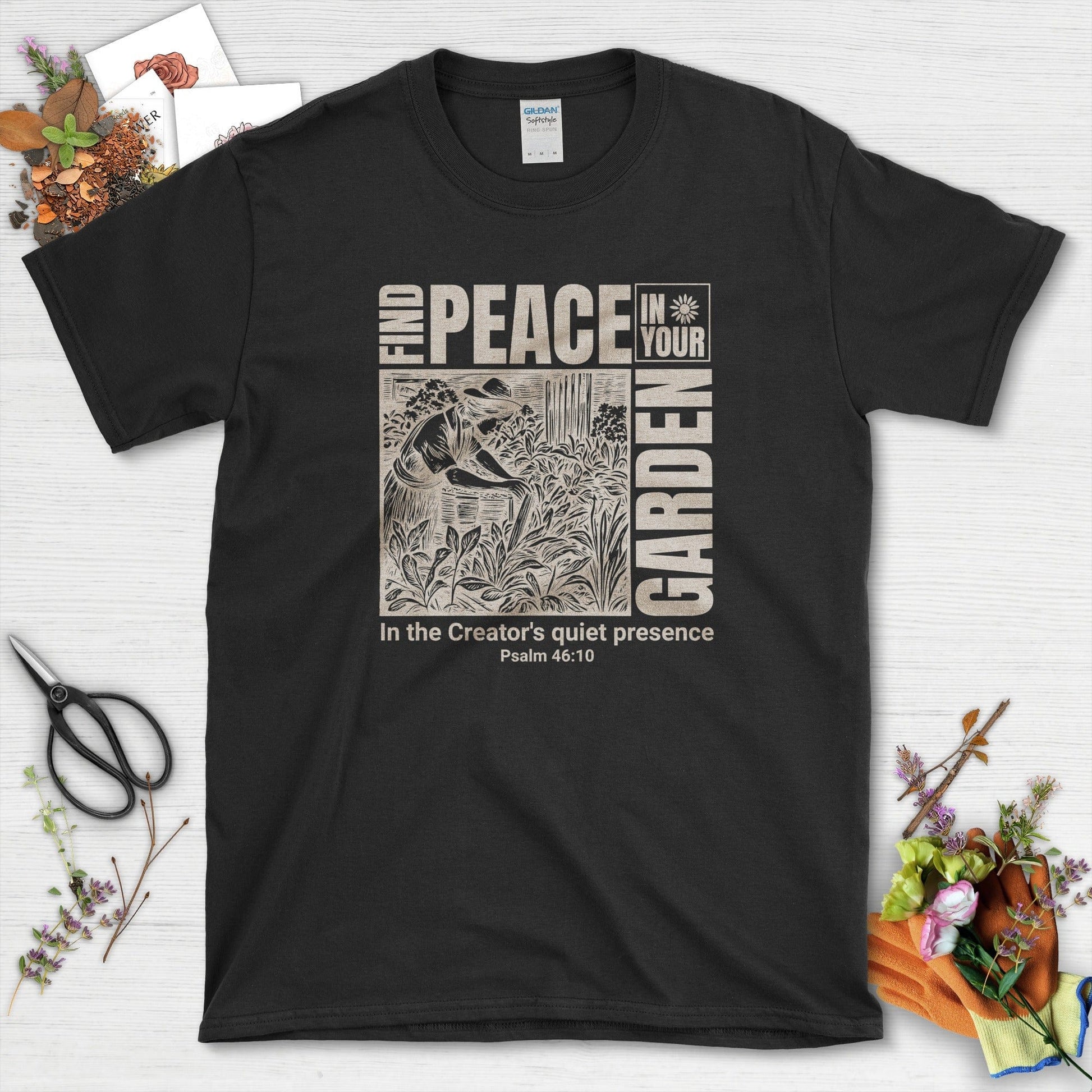 Find Peace in Your Garden T-Shirt Black / S Essential Tees