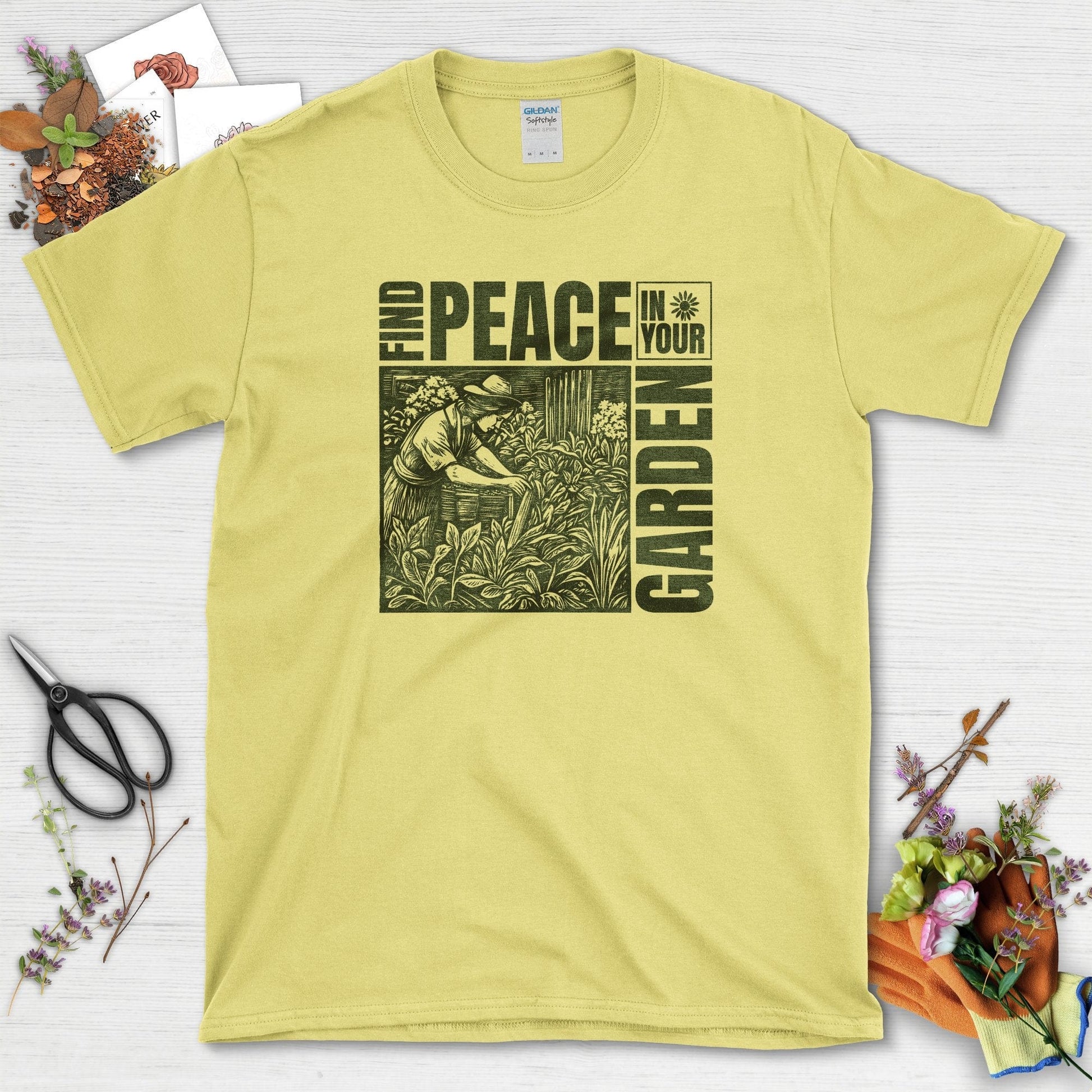 Find Peace In Your Garden T-Shirt Cornsilk / S T-Shirt