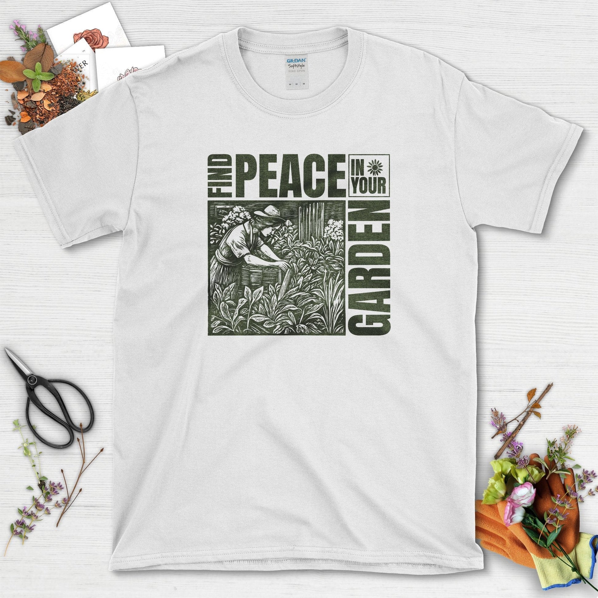 Find Peace In Your Garden T-Shirt White / S T-Shirt