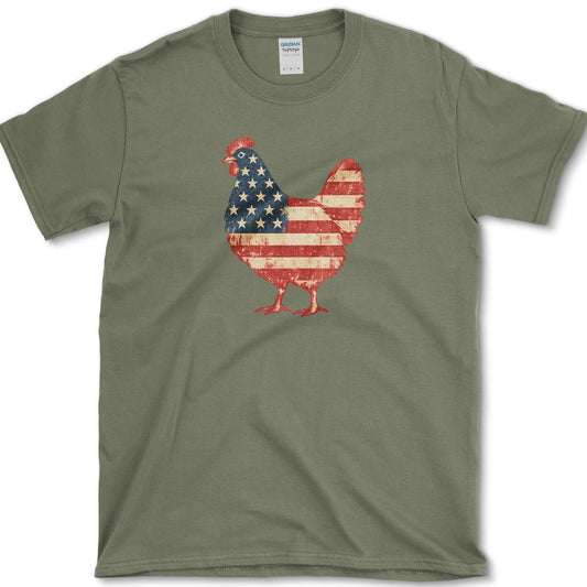 Flag Hen T-Shirt Military Green / S Essential Tees