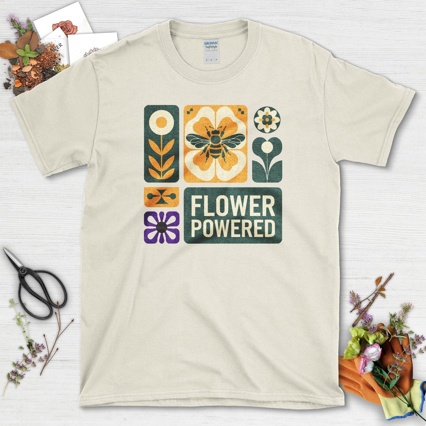 Flower Powered Bee T-Shirt Natural / S T-Shirt