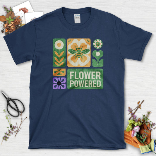 Flower Powered Bee T-Shirt Navy / S T-Shirt