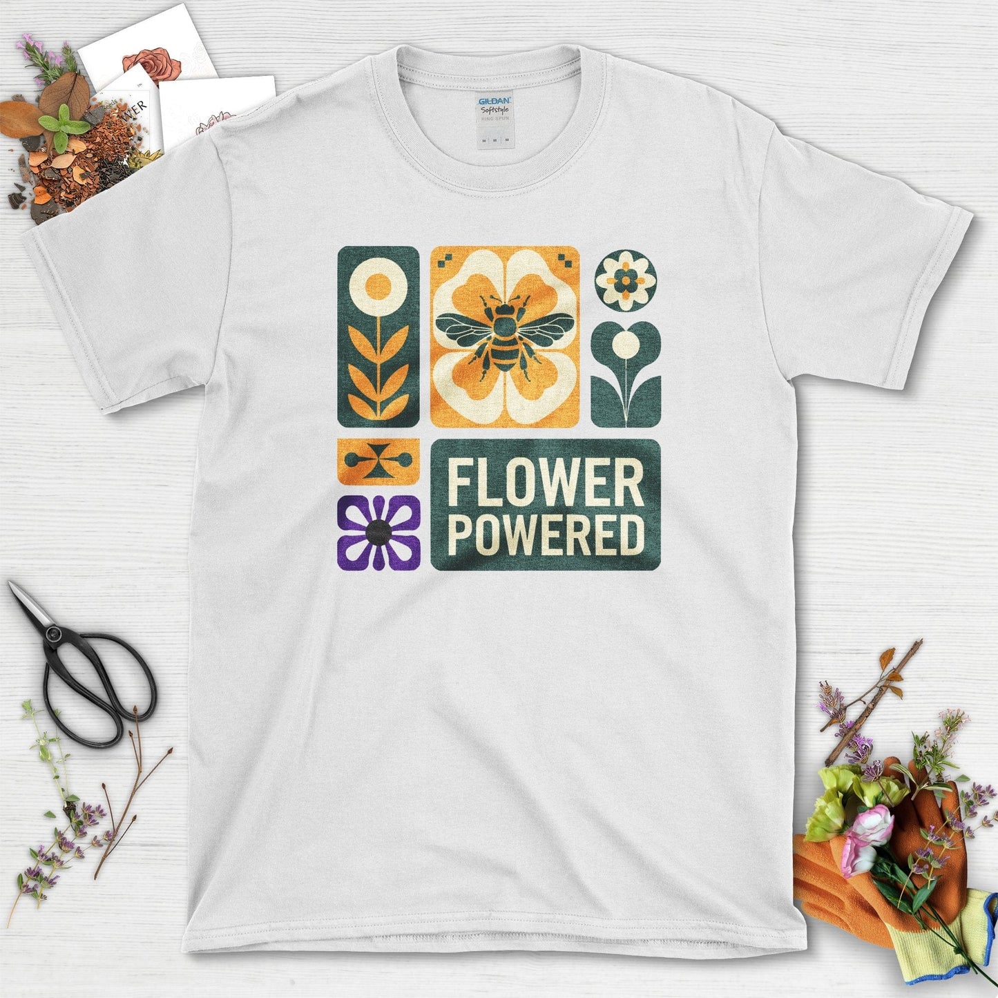 Flower Powered Bee T-Shirt White / S T-Shirt