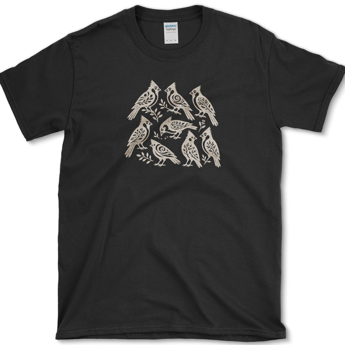 Folk Art Cardinals T-Shirt Black / S Essential Tees