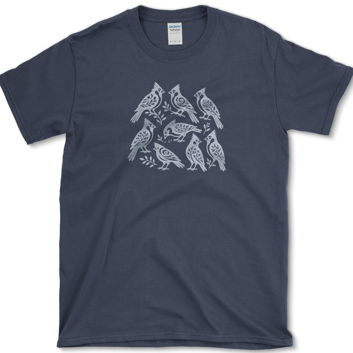 Folk Art Cardinals T-Shirt Navy / S Essential Tees
