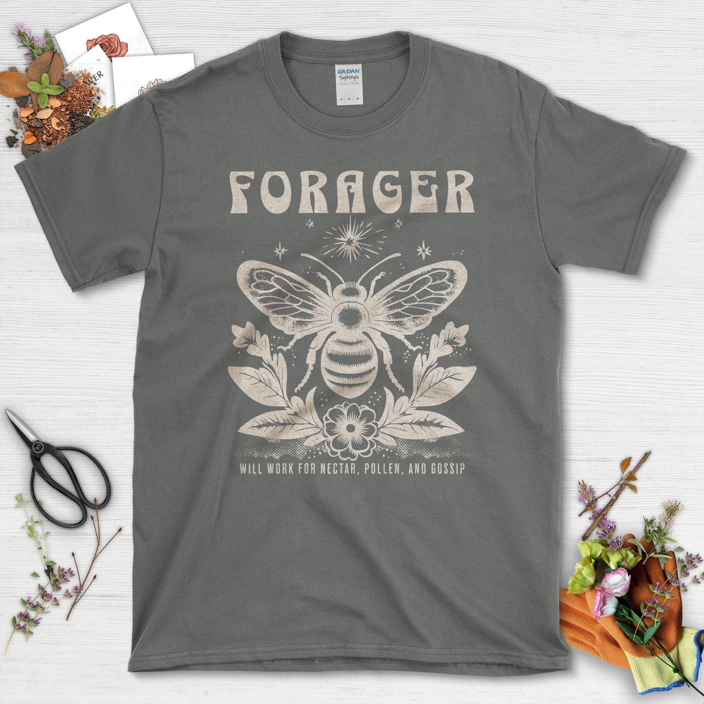 Forager Will Work for Nectar Pollen and Gossip T-Shirts Charcoal / S T-Shirt