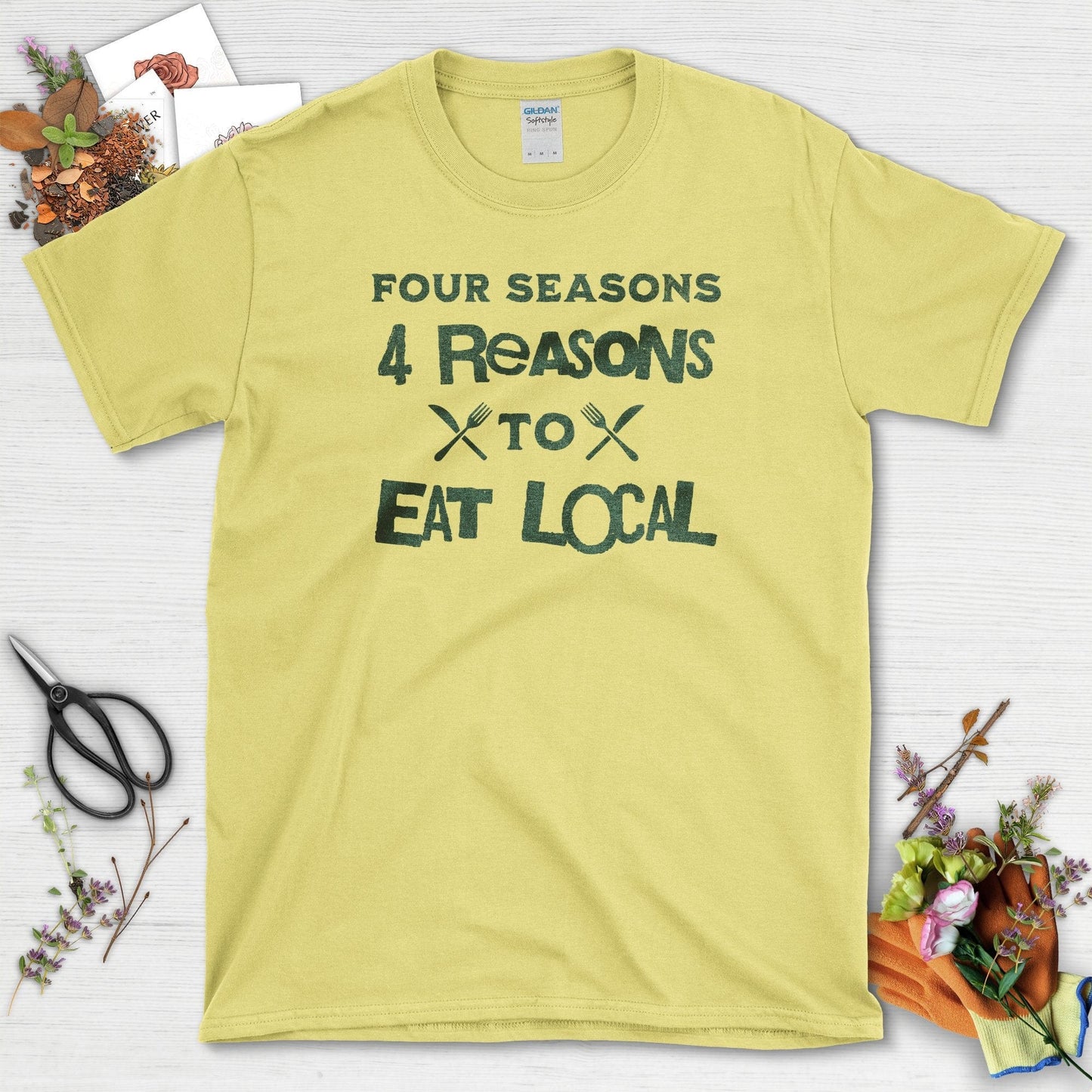 Four Reasons to Eat Local T-Shirt Cornsilk / S T-Shirt