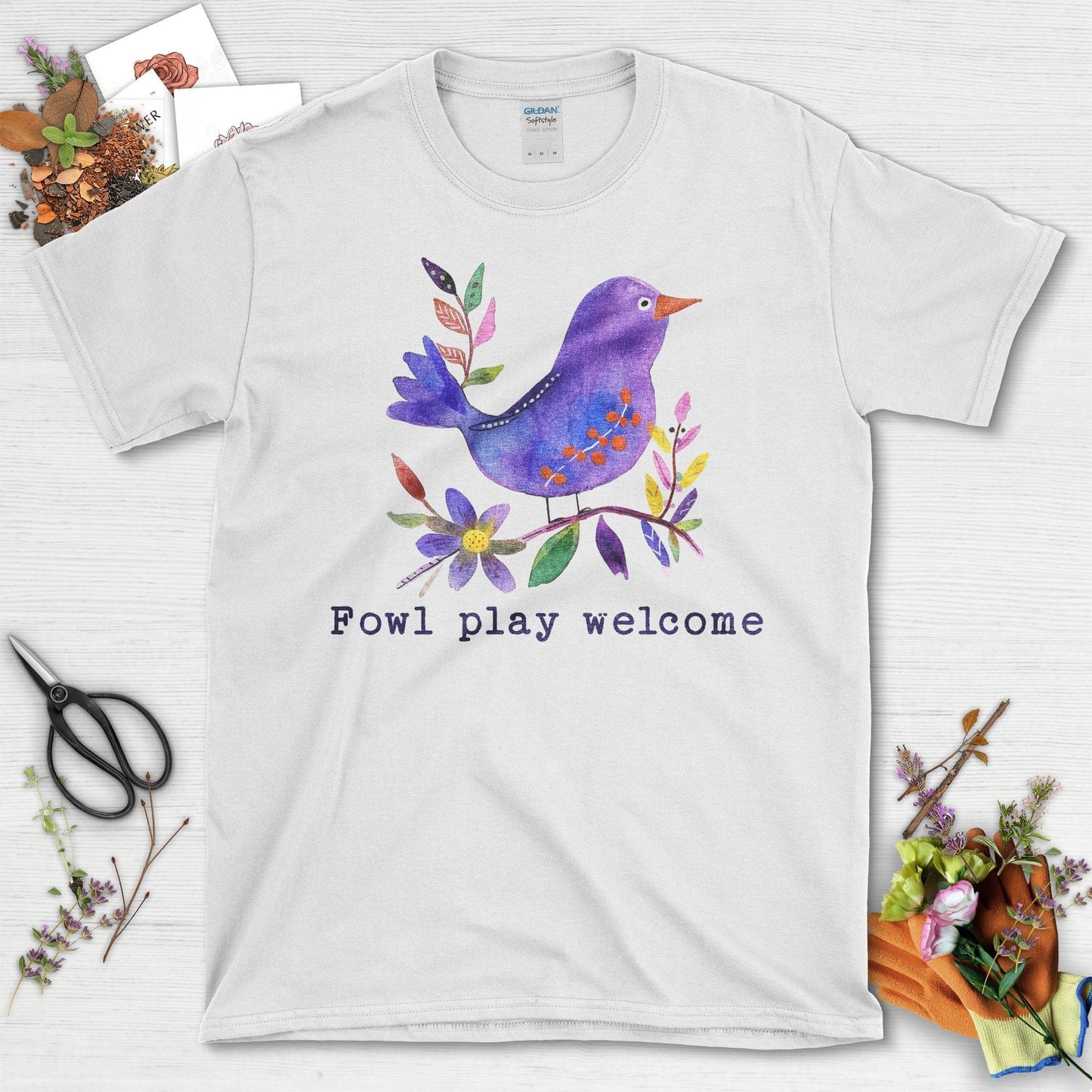 Fowl Play Welcome Bird Design Fun Colorful Artwork T-Shirt Black / S T-Shirt