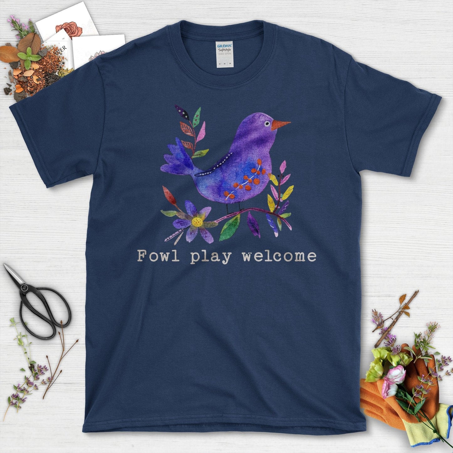 Fowl Play Welcome Bird Design Fun Colorful Artwork T-Shirt White / S T-Shirt