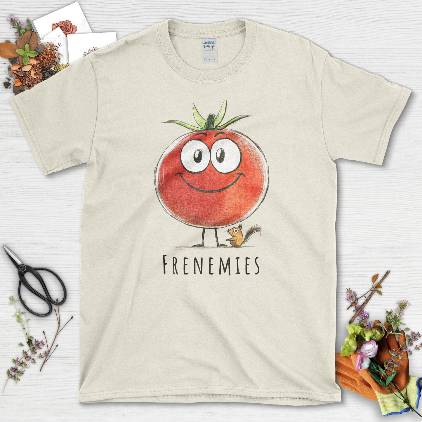 Frenemies Tomato and Squirrel T-Shirt Natural / S T-Shirt