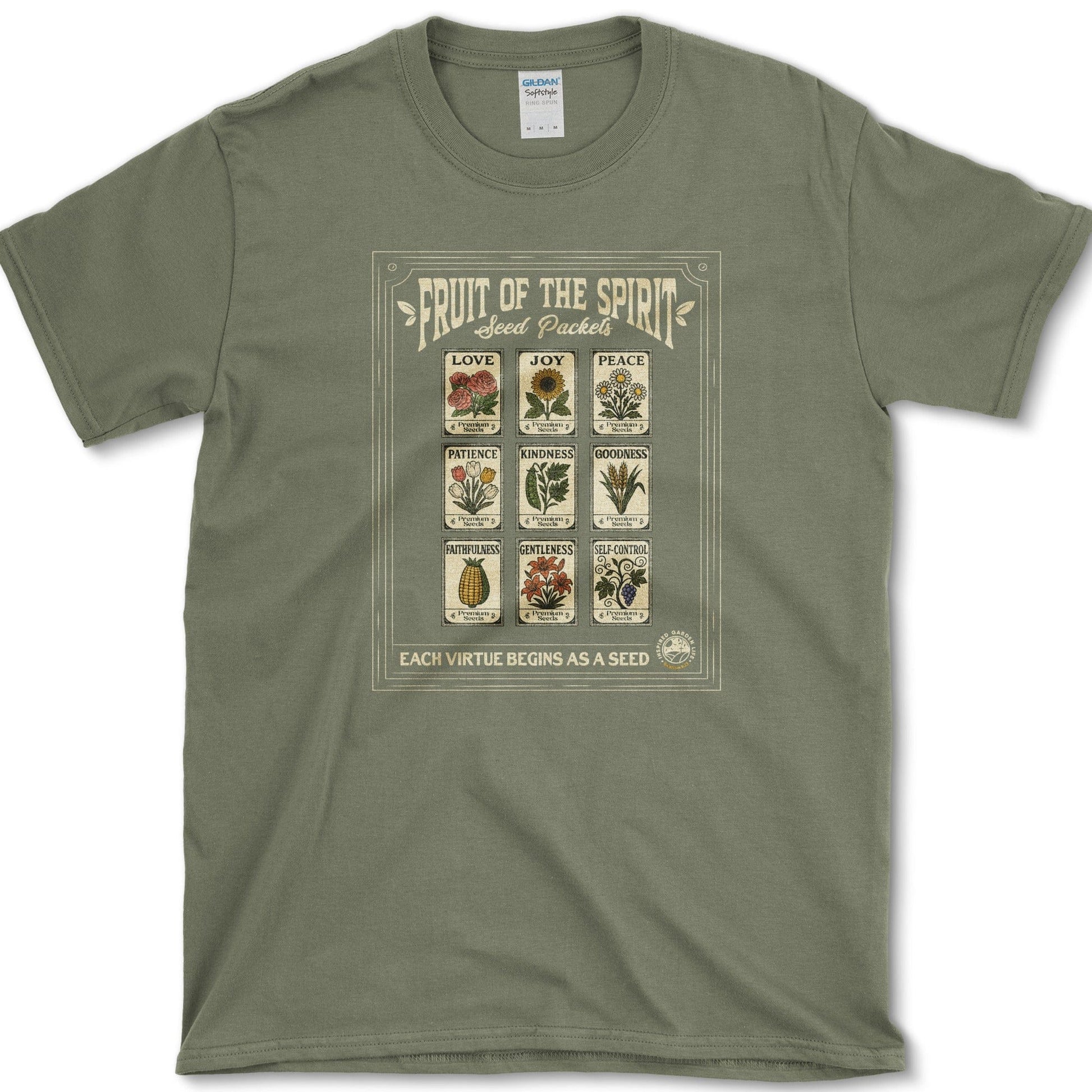 Fruit of Spirit Seed Packets T-Shirt Military Green / S Physical Item