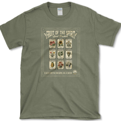 Fruit of Spirit Seed Packets T-Shirt Military Green / S Physical Item