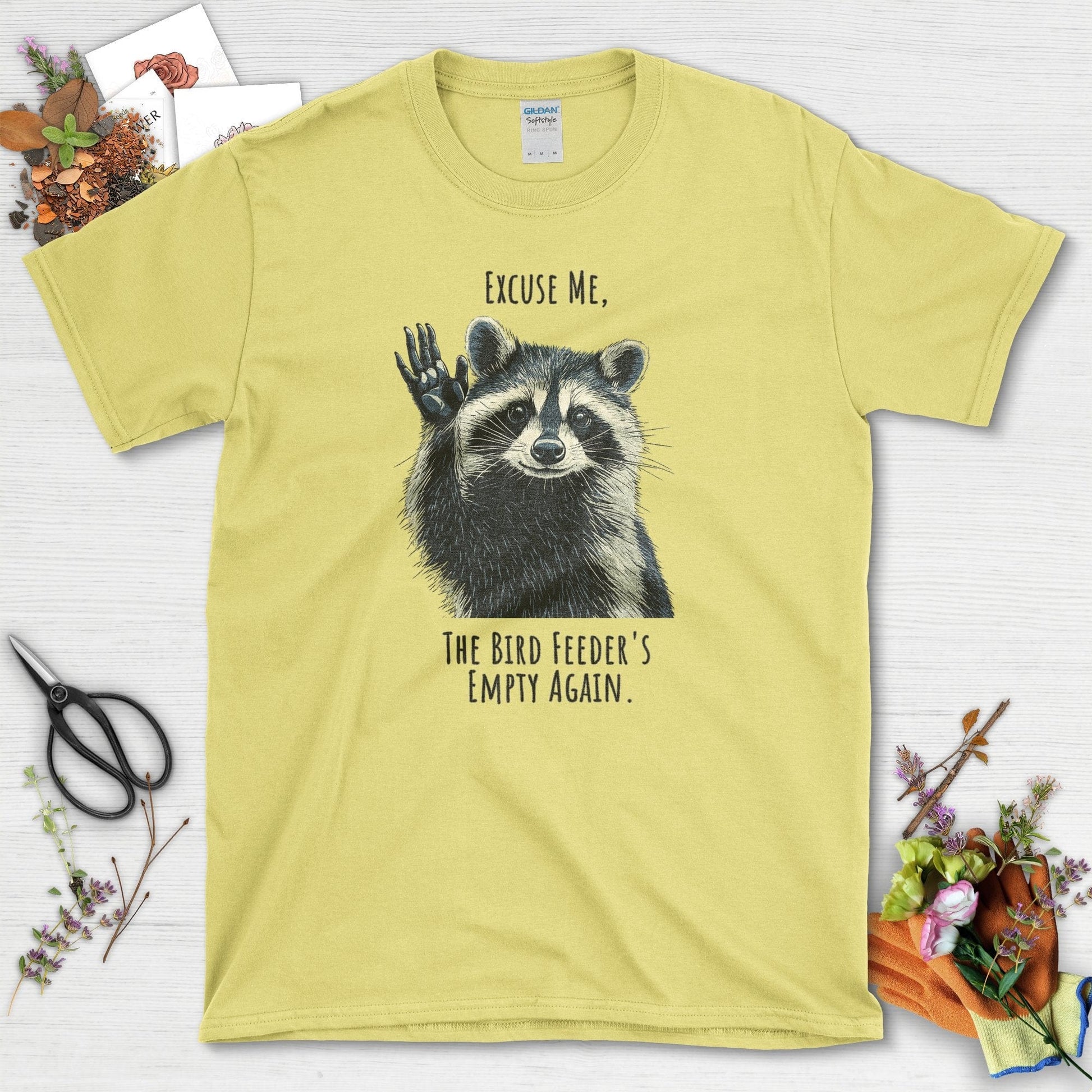 Funny Garden Raccoon T-Shirt Cornsilk / S T-Shirt