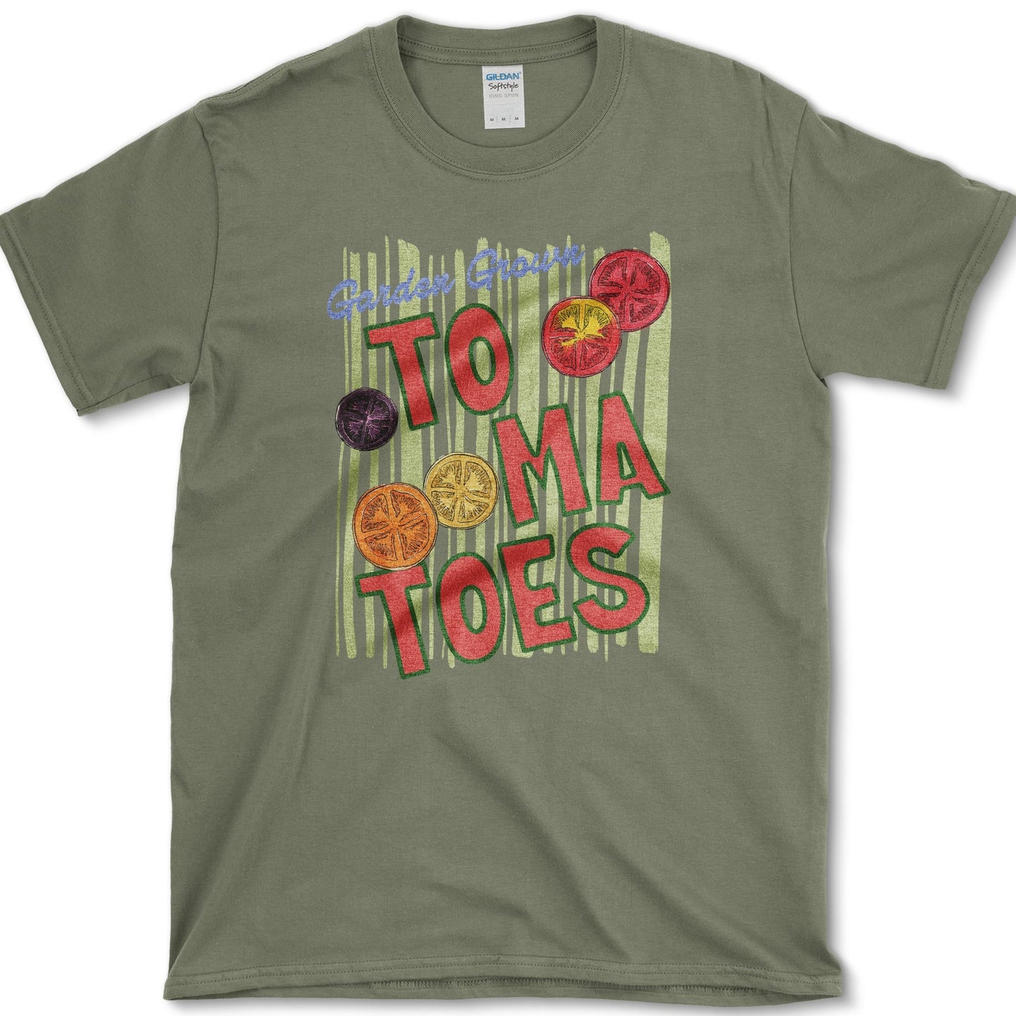 Garden Grown Tomatoes T-Shirt S / Military Green Essential Tees