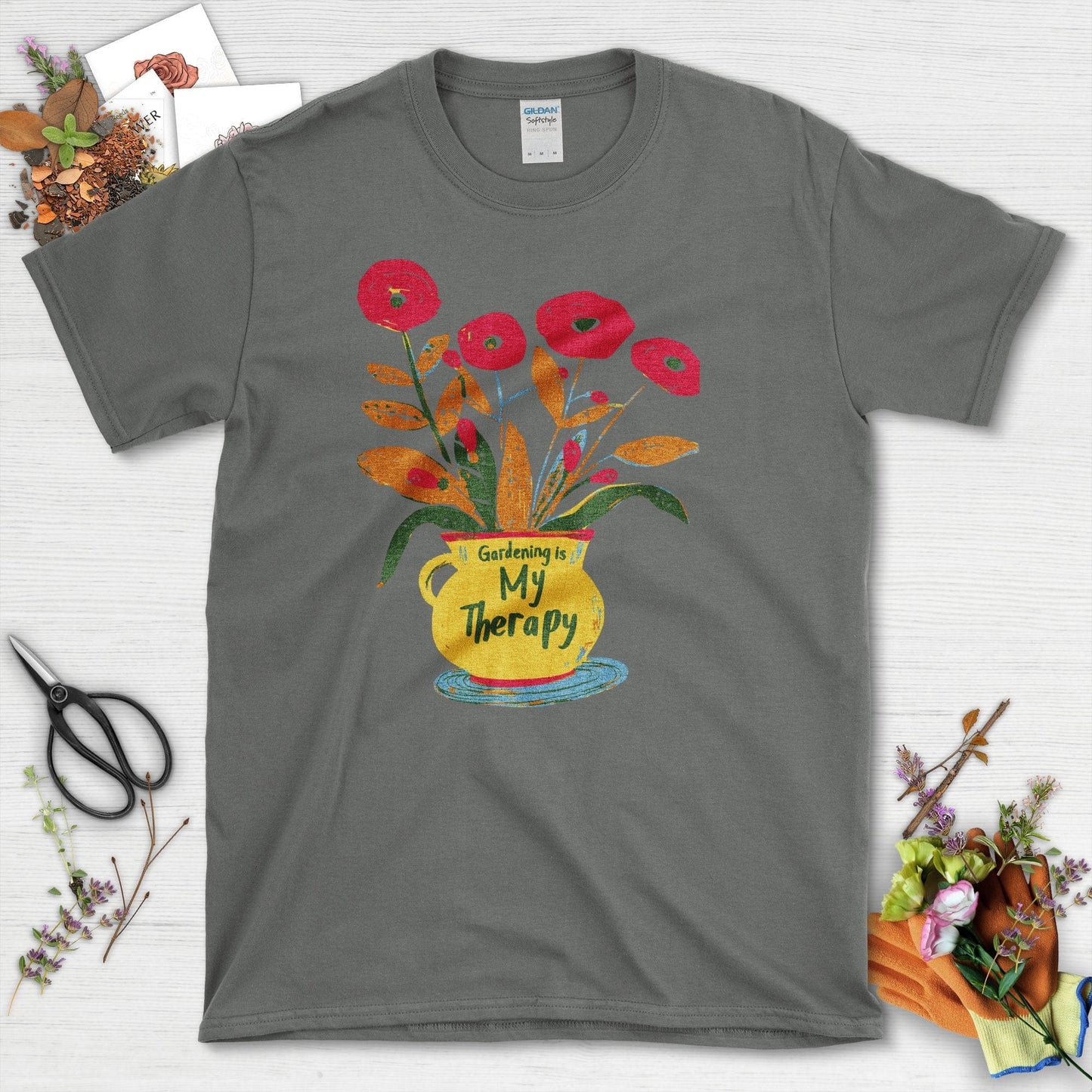 Garden Inspired Gardening is My Therapy T-Shirt Charcoal / S T-Shirt