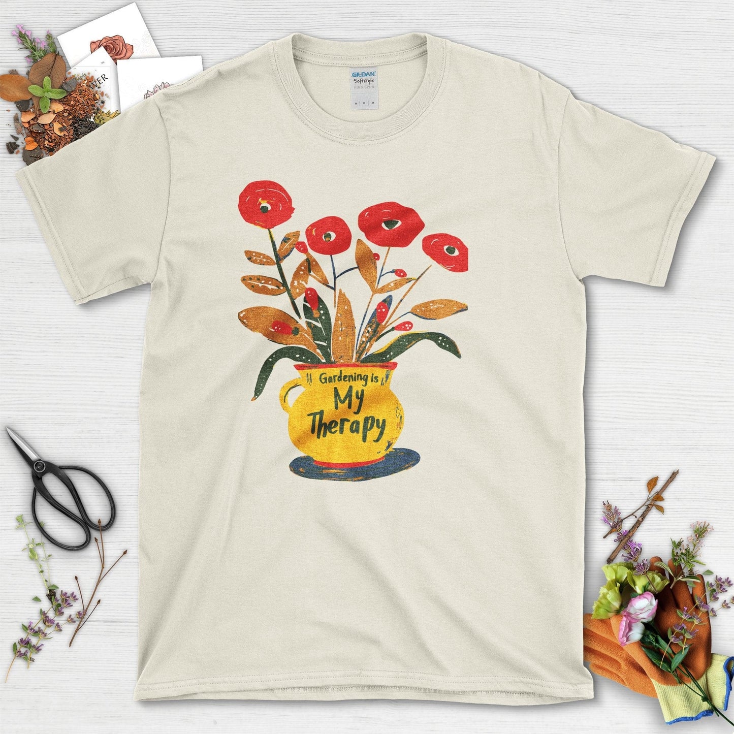 Garden Inspired Gardening is My Therapy T-Shirt Natural / S T-Shirt