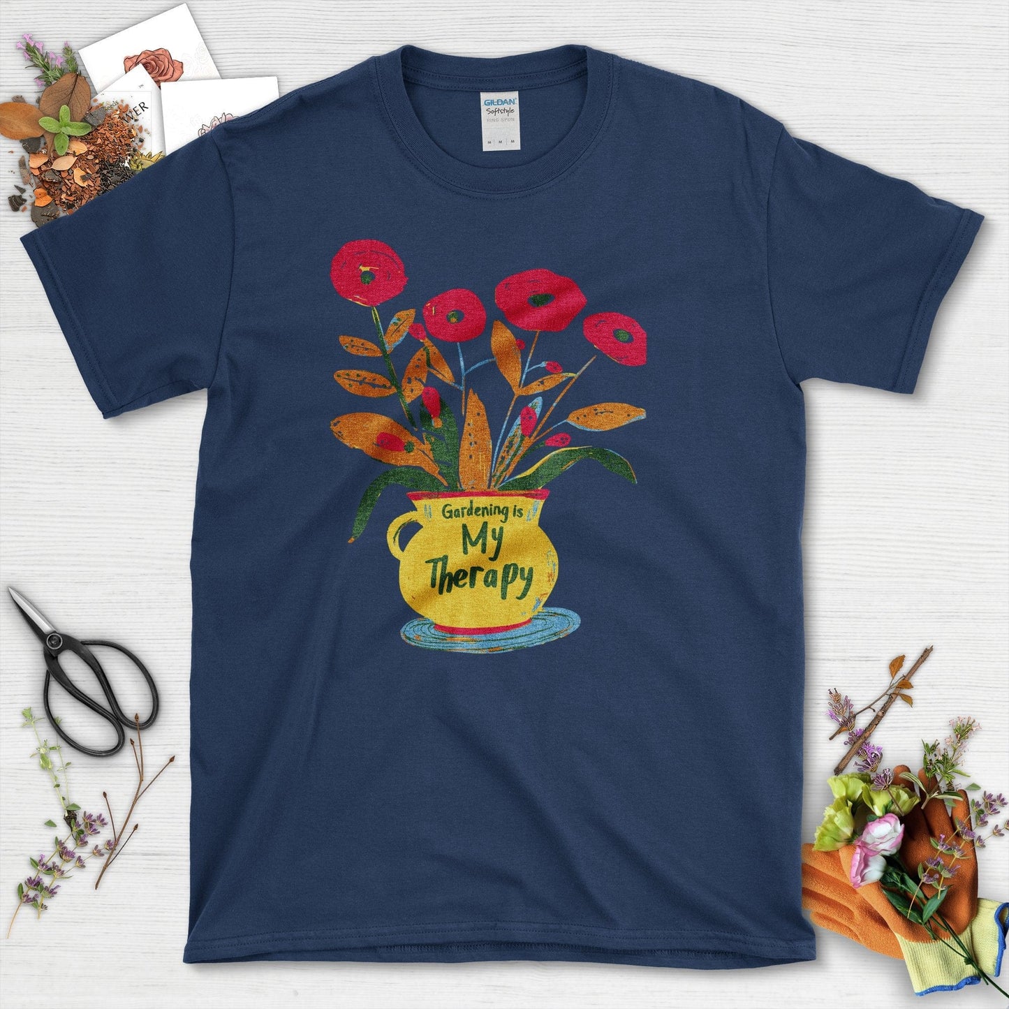 Garden Inspired Gardening is My Therapy T-Shirt Navy / S T-Shirt