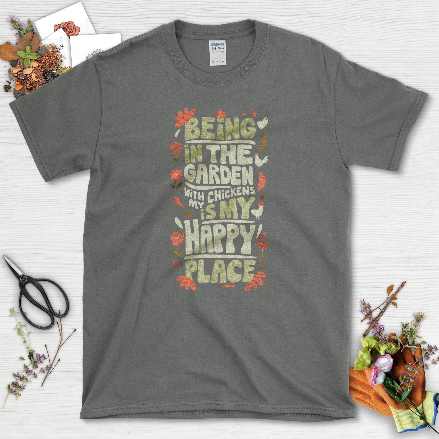 Garden Is My Happy Place T-Shirt Charcoal / S T-Shirt