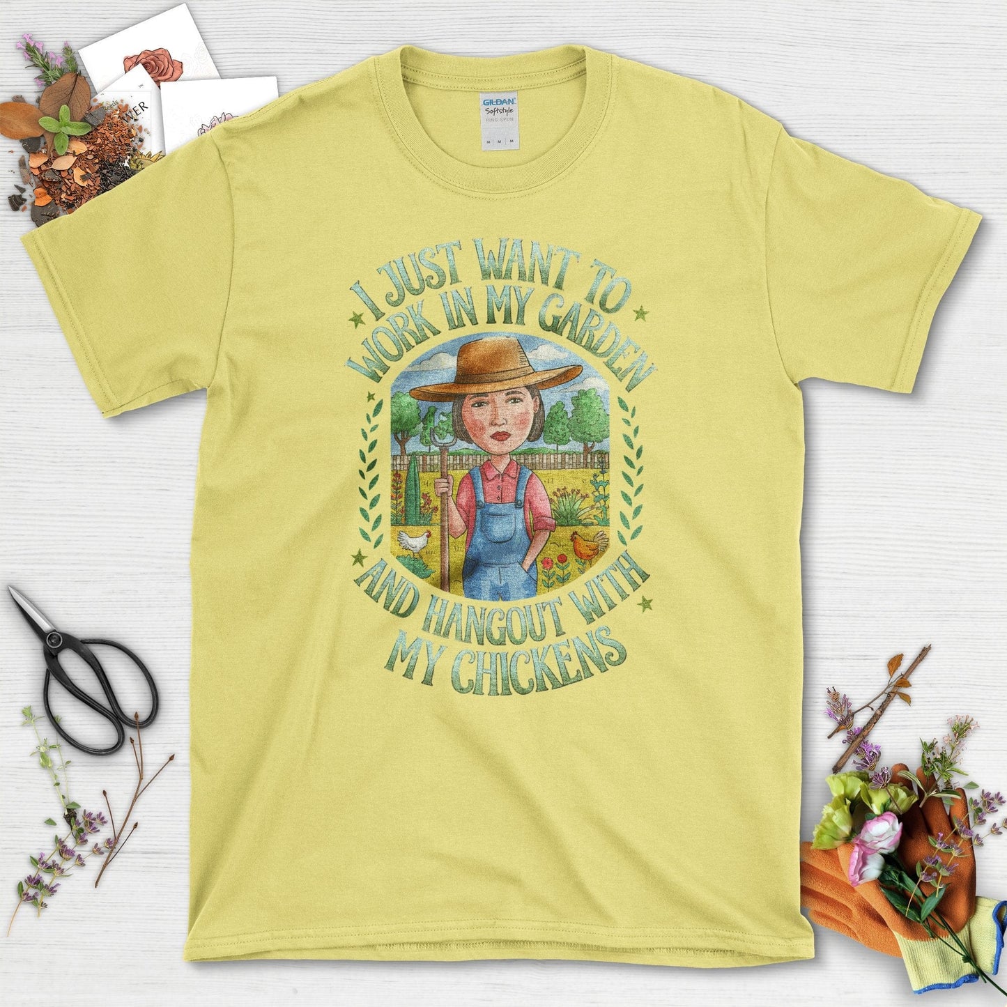 Garden Lover Chickens T-Shirt Cornsilk / S T-Shirt