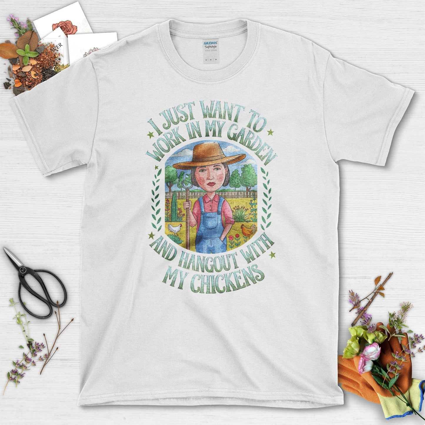 Garden Lover Chickens T-Shirt White / S T-Shirt