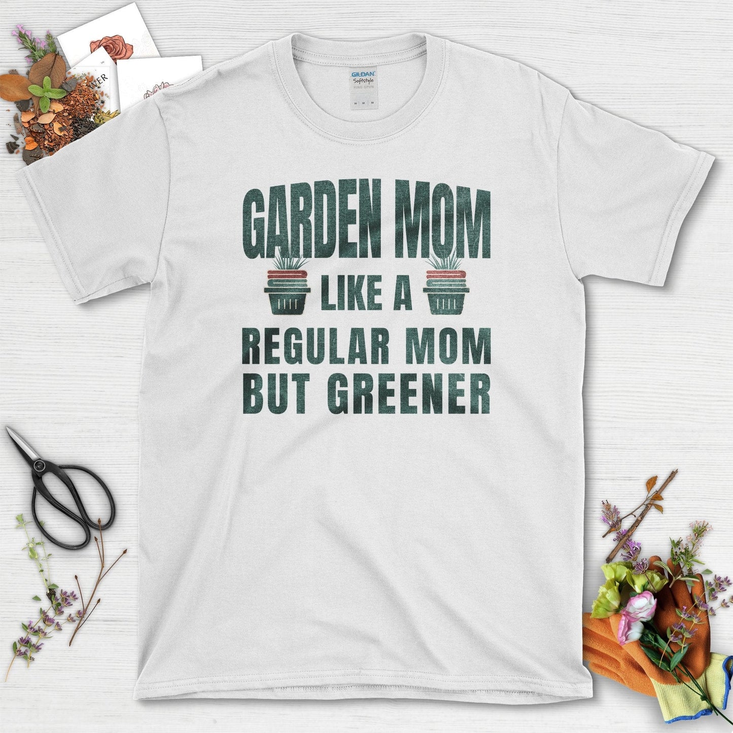 Garden Mom Greener T-Shirt White / S / T-Shirts Physical Item