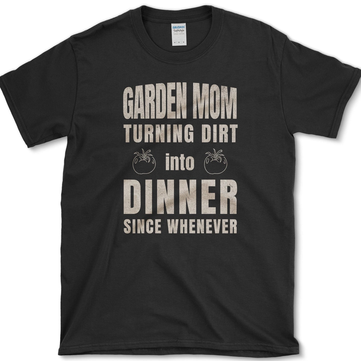 Garden Mom design featuring tomato artwork on a t-shirt