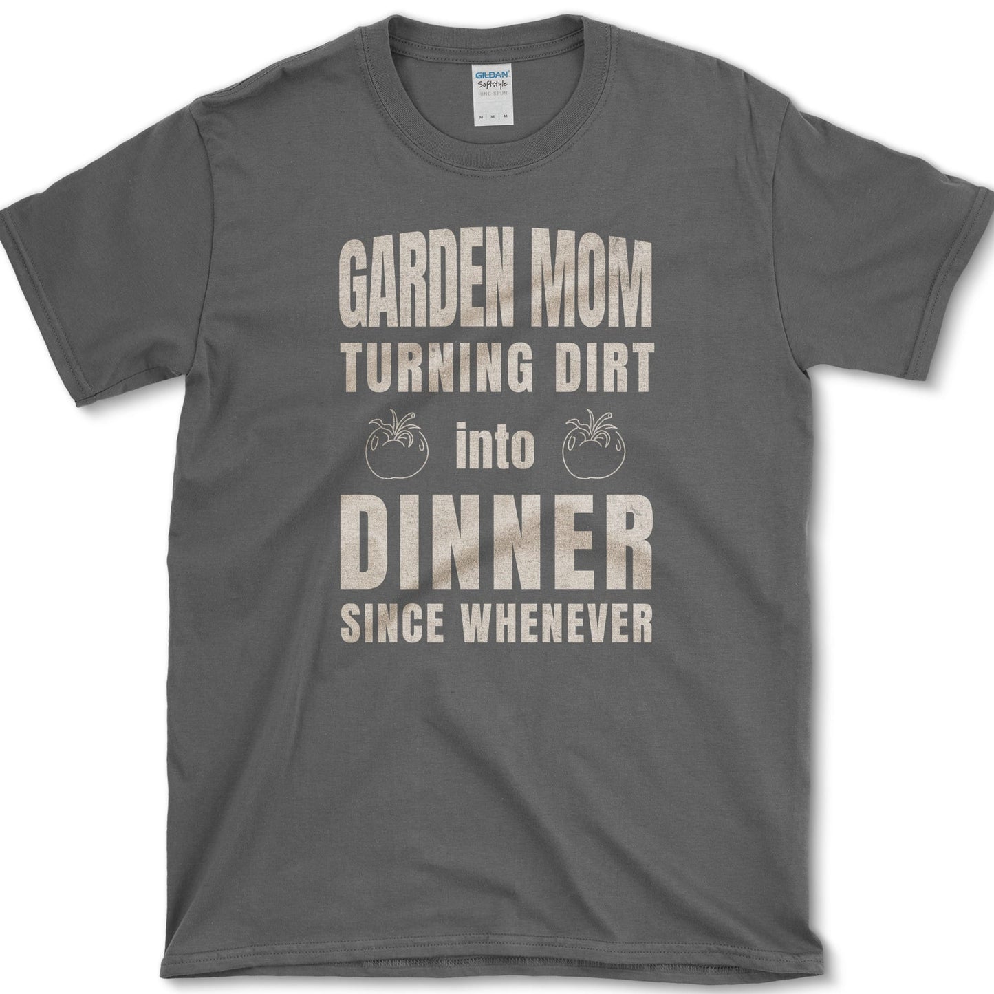 Garden Mom design featuring tomato artwork on a t-shirt