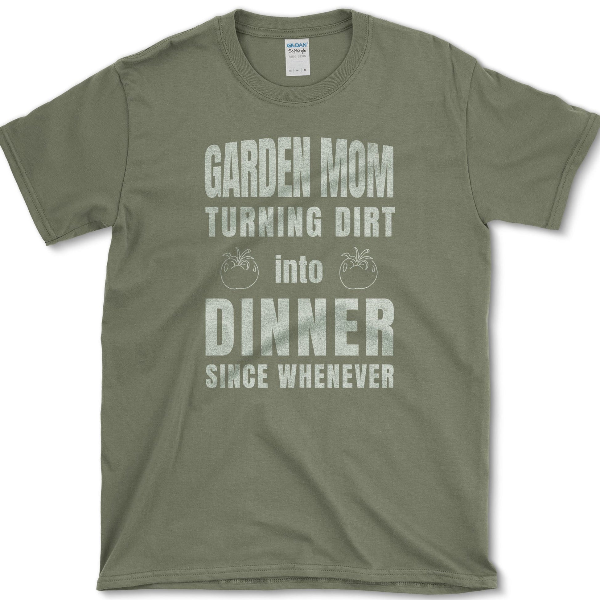 Garden Mom design featuring tomato artwork on a t-shirt