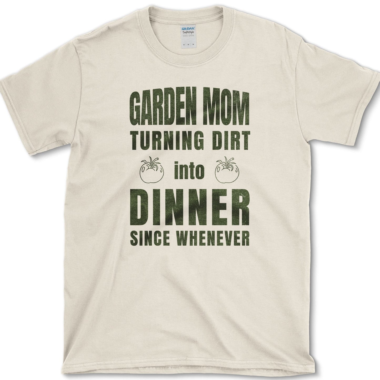 Garden Mom design featuring tomato artwork on a t-shirt